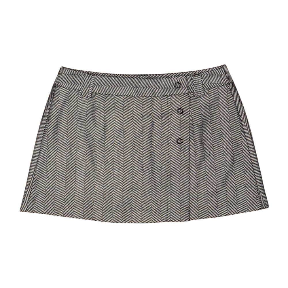United Colors of Benetton Herringbone Wool Mini Skirt Preppy Coquette Minimalist